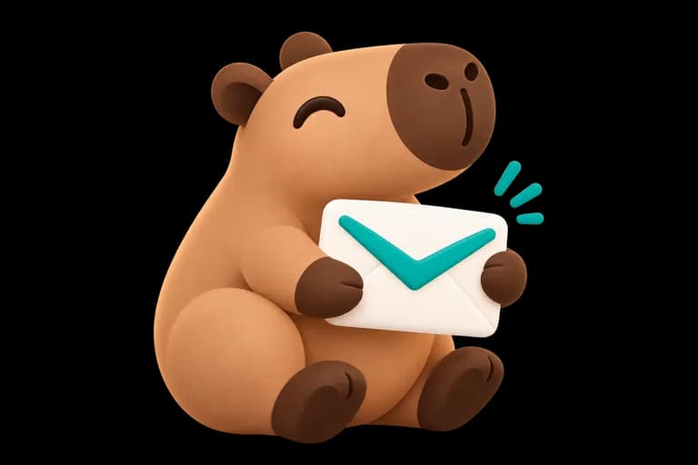 CapiMail capybara mascot holding an envelope